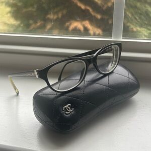 CHANEL Black Designer Glasses with Quilted Case